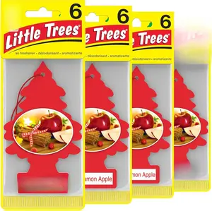 LITTLE TREES Car Air Freshener Cinnamon Apple 4×6=24 Long Lasting Scent for Auto Home Original USA Made