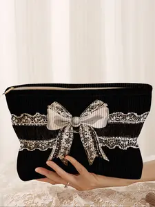 Butterfly Print Velvet Makeup Bag, Cute Cartoon Style, Lightweight Multi-Functional Fashion Casual Cosmetic Pouch for Travel & Daily Use, Makeup Organizer Pouch