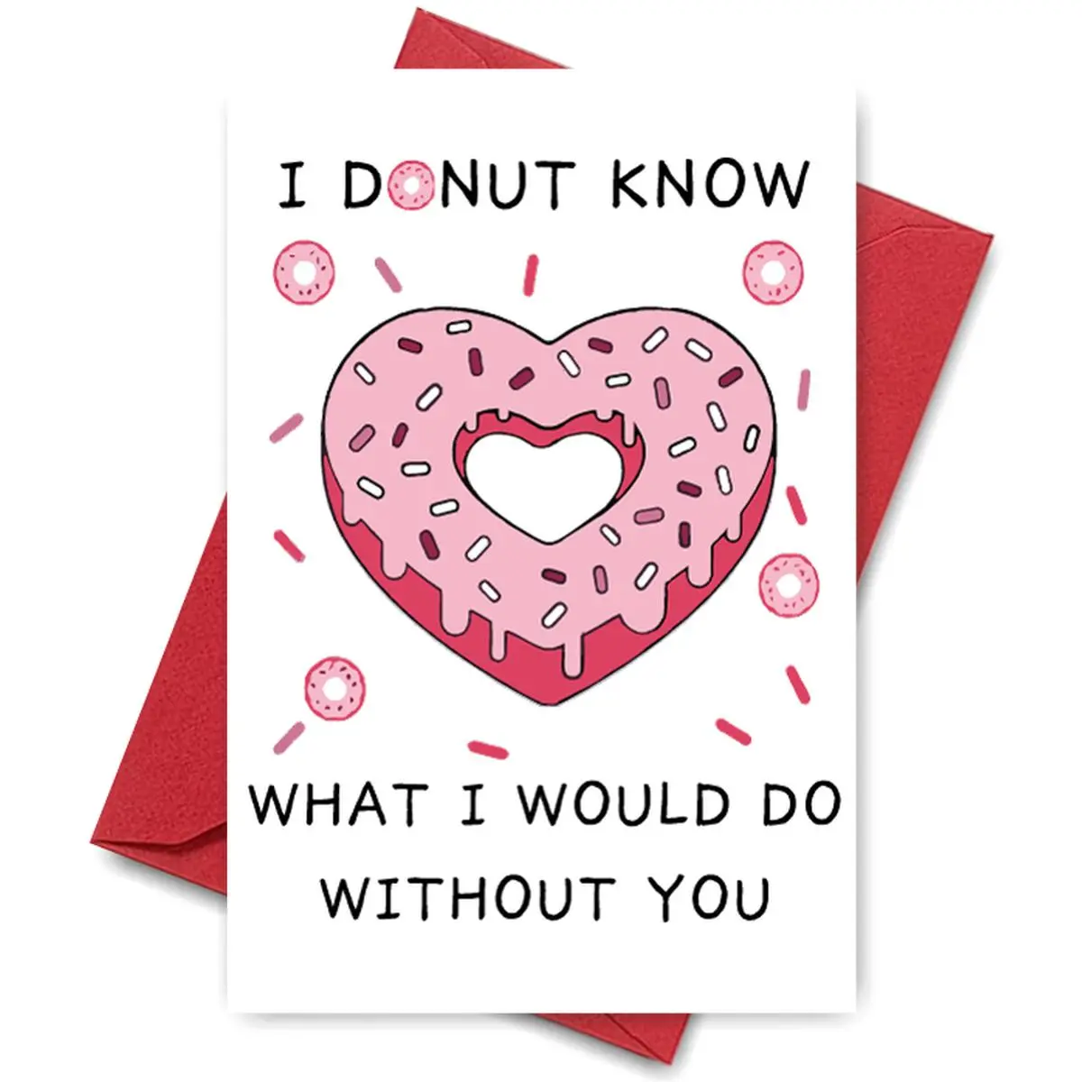Sweetheart Donut Love Greeting Card, 1 Set Creative Heart Shaped Donut Design Greeting Card with Envelope, Perfect for Anniversaries, Boyfriends, Girlfriends, Husband, Wife