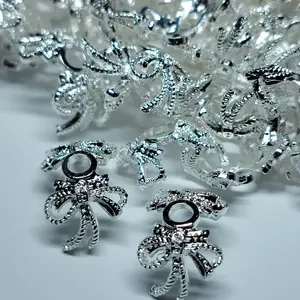 Metal bow bead caps, 16MM silver  or gunmetal 10 pack