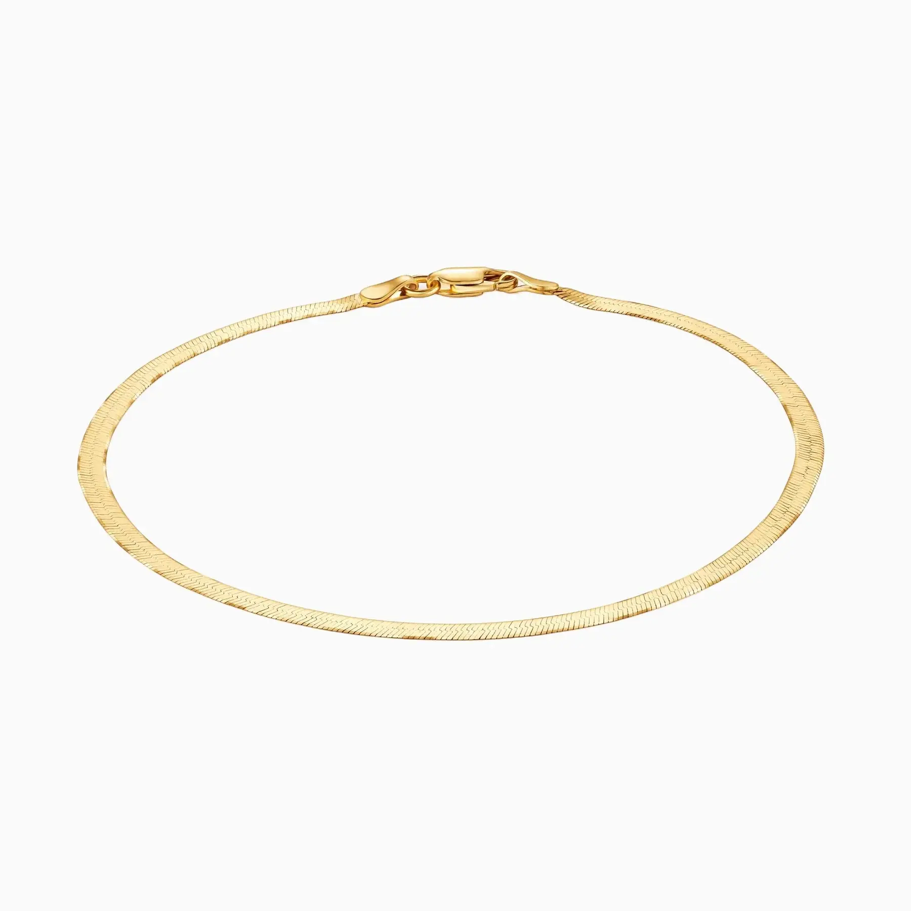 18K Gold Over Sterling Silver Italian 3MM 7.5 Inch Herringbone Bracelet