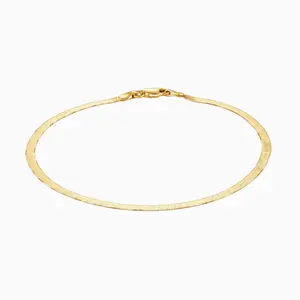 18K Gold Over Sterling Silver Italian 3MM 7.5 Inch Herringbone Bracelet