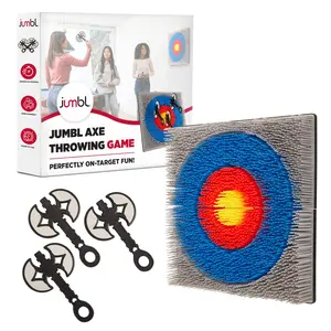 Jumbl Wall-Mounted Axe Throwing Game Set – Bristle Target with Foam Axes for Bars, Basements, and Playrooms | Indoor Safe Play for Adults & Kids, Fun Wall Decor for Boys Rooms & Game Rooms