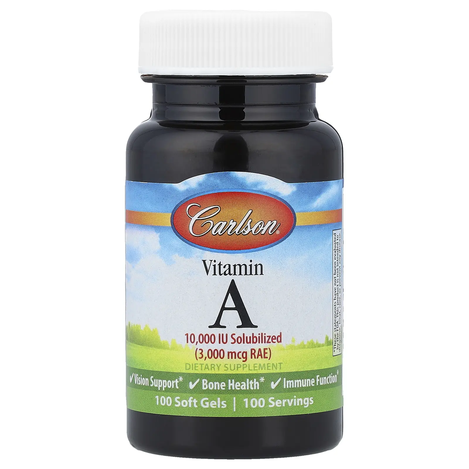 Carlson Vitamin A, 3,000 mcg RAE (10,000 IU), 100 Soft Gels