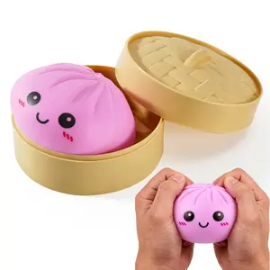 Dumpling Squishies, Glitter Dumpling Mystery Box, Colorful Dumplings Stress Balls Fidget Sensory Toy, Stocking Stuffers with Food Steamer Stretchy Desk Toys