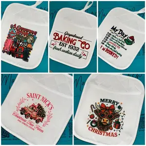 Christmas Pot Holders and Mits with Festive Designs for Holiday Cooking and Baking