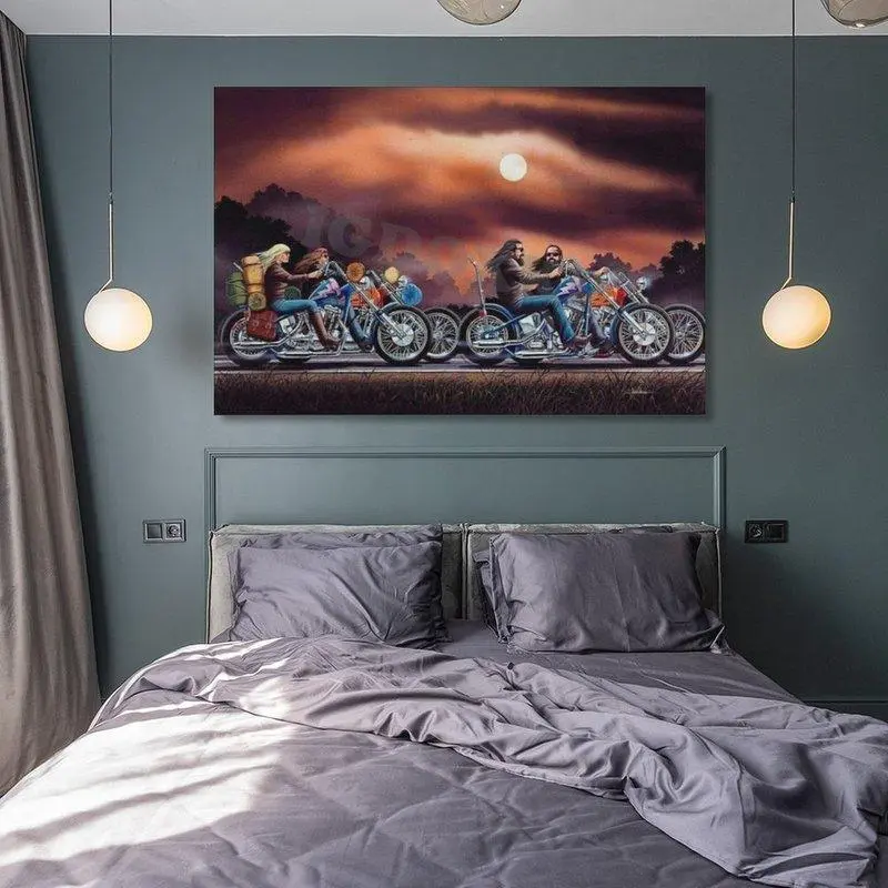 1pc Motorcycle Rider Poster David Mann Flashing Truck Driver Canvas Wall Art Poster Art Decoration Aesthetic Wall Art Canvas Bedroom Decoration 1 Poster Bedroom Living Room Office Decoration