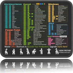 Excel  Windows powerpoint Cheat Sheet Mousepad, Extended Large Office Shortcut  Pad, Gaming PC Spreadsheet Keyboard Mat Non-Slip Stitched Edges (11.8"x 9.8")