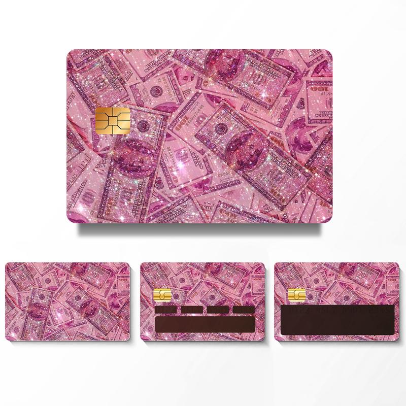 4Pcs In 1 Pink-Dollar Card Skin Sticker For Transportation, Key, Credit, Debit Card Skin-Protecting and Personalizing Bank Card-No Bubble, Slim, PVC Material