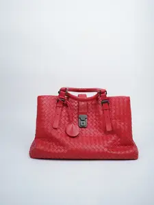 Pre-owned BOTTEGA VENETA: leather Tote Bags Bottega Veneta Nappa Intrecciato Medium Roma Tote Red