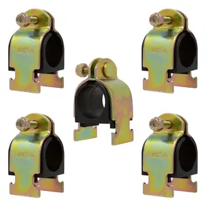 Rubber Cushion Steel Strut Clamp 1" NOM (1-1/8" OD) for Mounting Copper Piping, PEX Pipe, CVPC Tubing to Strut Channels [5 Pack]