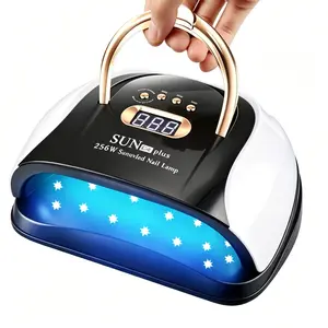 256W Portable UV LED Nail Lamp with 4 Timer Settings (10/30/60/99S) Professional Dryer Manicure Quick-Curing Gel Nail Polish Nail Art Tools Nail Accessories Salon Led Manicure Lamp Drying
