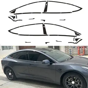 Glossy Black Chrome Delete Window Trims sticker For Tesla Model 3 2017-2025