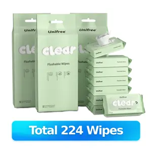 [N] Unifree Flushable Wipes Set, Wet Butt Wipes, Gentle Clean, Septic and Sewer Safe, Travel & Portable, Home Essentials, Toilet Tissue, Toilet Napkin, Mini Pack, memorial day