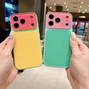 Summerwins Dopamine Color Block Crystal Phone Case - Shockproof Accessories for iPhone 17 ProMax,16,15,14 with Camera Protection