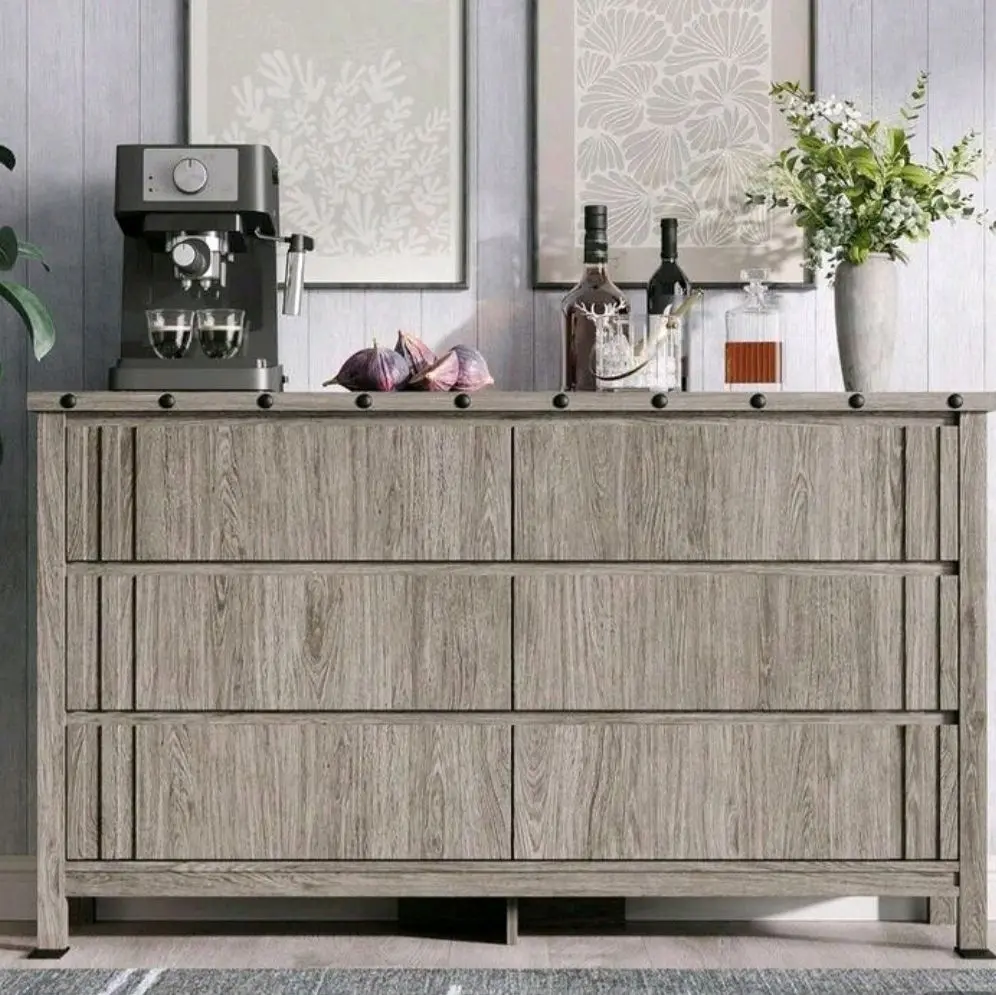 Wooden Dresser Drawer with 6 Drawers and Modern Design for Bedroom Storage