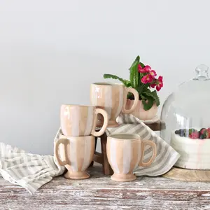 Almond Creme Striped Stoneware Mug