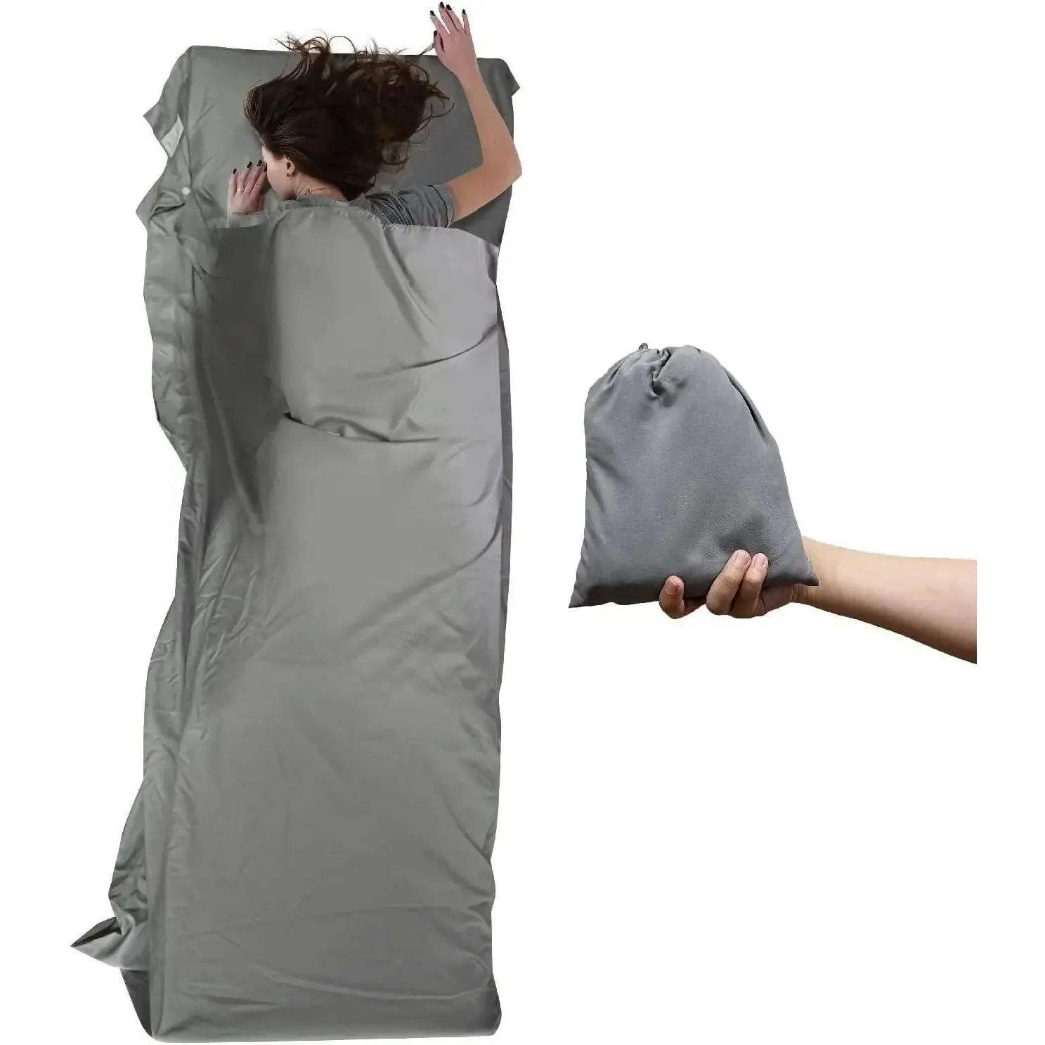 Cotton Sleeping Bag Liner for Adults - Ultralight No-Zipper Sleep Sack for Camping, Backpacking, and Travel, Default
