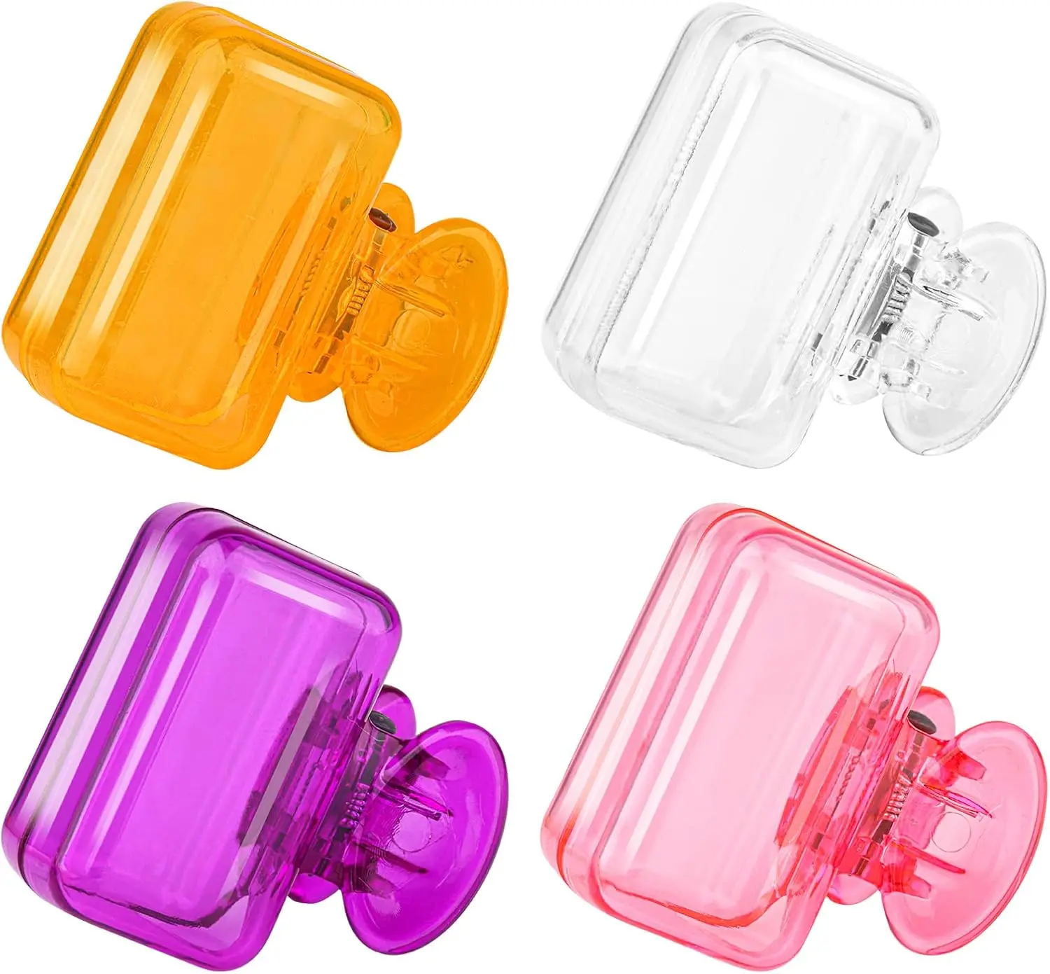 4 Pack Travel Toothbrush Head Covers Toothbrush Protector Cap Brush Pod Case Protective Portable Plastic Clip for Household Travel, Bathroom, Business, Camping, School (Clear, Orange, Purple, Pink)