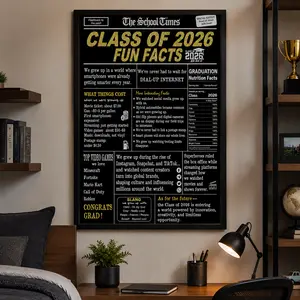 2026 graduation poster, graduate decorative painting with black wooden frame, gift for classmates, bedroom, living room, wall decoration