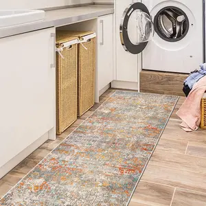 Washable 2x6 Runner Rug, Non Slip Bohemian Vintage Area Rug, Soft Low Pile Carpet for Kitchen, Bedroom, Hallway, Living Room, High Traffic Areas