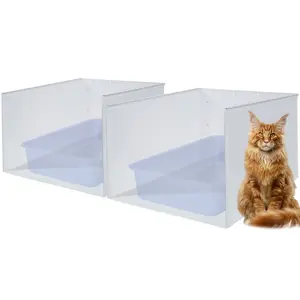 JIMEIQI Litter Box Shield 2 Pack, 23.6"x15.7"x15.7"(Height) High Sided Cat Litter Box Pee Shields Without Leaking, Foldable Easy Clean Pet Cat/Kitty/Kitten Litter Box Splash Guard Extra Large