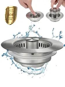 3-in-1 Kitchen Sink Strainer – Stainless Steel, Anti-Clog, Odor-Proof & Fits 3.5" US Standard Drains