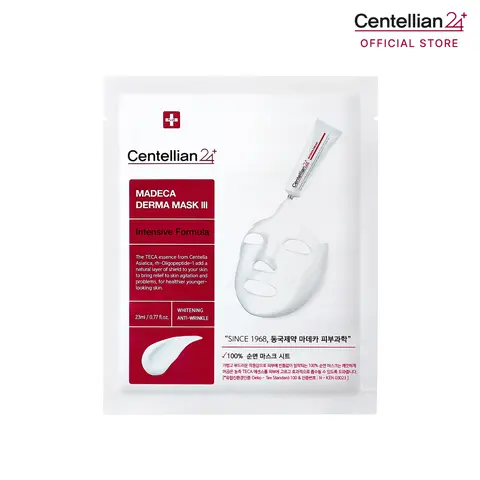 [Centellian24] Madeca Derma Mask III Intensive Milky Hydrating Night Mask, 100% Cotton Sheet, Aluminum-Free Nourishing Formula, Propolis Extract, 24h Hydration, Barrier Repair, Radiant Skin, Korean Skincare, All Skin Types, 1pc (23ml)