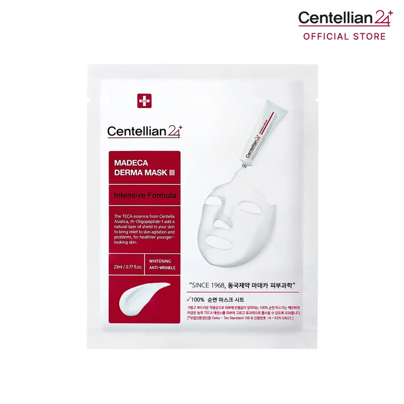 [Centellian24] Madeca Derma Mask III Intensive Milky Hydrating Night Mask, 100% Cotton Sheet, Aluminum-Free Nourishing Formula, Propolis Extract, 24h Hydration, Barrier Repair, Radiant Skin, Korean Skincare, All Skin Types, 1pc (23ml)