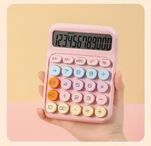 Cute Pastel Pink Desktop Calculator, 12-Digit Large Button Calculator, Aesthetic Office Decor and School Supplies