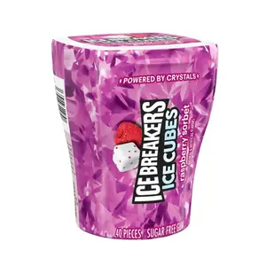 2x Ice Breakers Cubes Raspberry Sorbet Chewy Candy - Refreshing Sweet Treat Snack 3.24oz