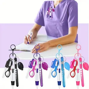 6 - Piece Nurse Pen Set for Nurse's Day: Includes Flashlight, Foldable Scissors, Ballpoint Pen & Keychain