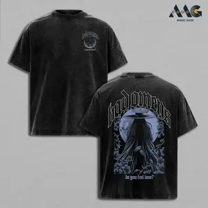 Bad Omens Just Pretend Lyric Moon Oversized Graphic Tee Men Vintage Washed Clothes, Heavyweight Cotton Unisex Shirt Good Graphic Tees, Soft Unisex Top for Everyday Wear, Alternative Metalcore Music Merch, Trendy T-shirt Top Men's and Women's Clothing