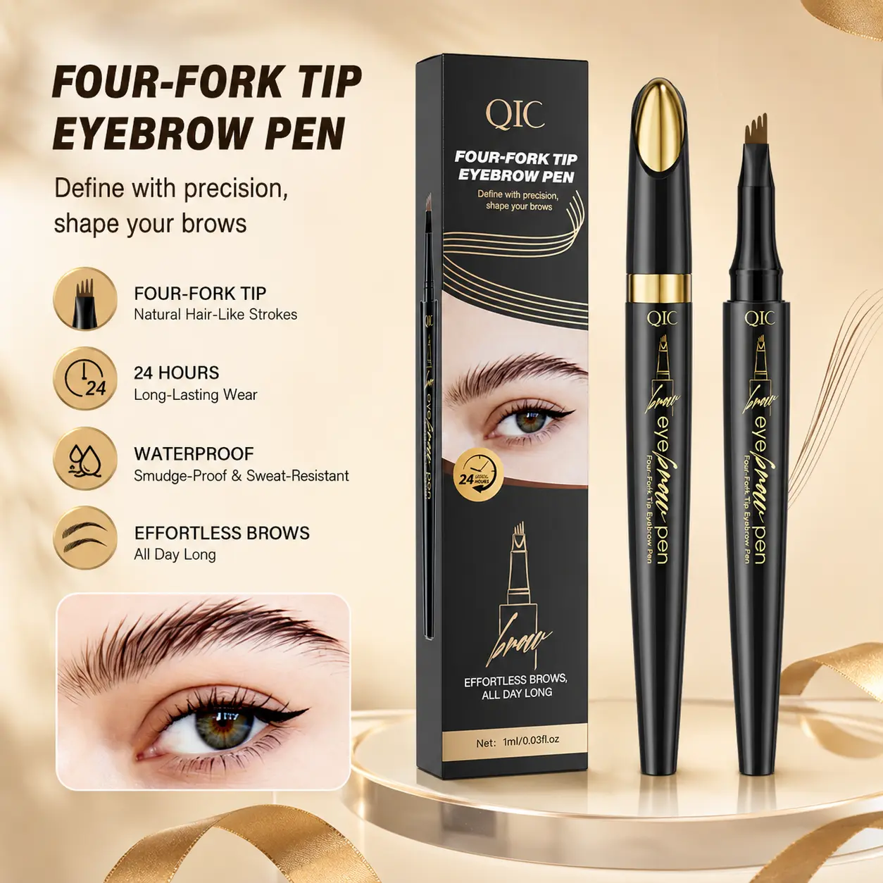 Micro-Fork Eyebrow Pencil - Cosmetic Makeup Essential, Long-Lasting Waterproof Sweat-Proof Smudge-Proof Formula, 1-Stroke Fill for Natural Hair-Like Strokes, Brow Maintenance Stick, Suit All for Everyday Soft Glam, Clean Beauty Viral Summer Must-Have