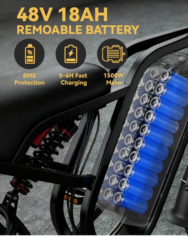 Electric Bike, Equipped with High Carbon Steel Frame, Full Suspension System, 35mph Top Speed, 48V 15AH 20-Inch All-Terrain Tires, Off-Road Motorcycle. Ebike Electric Motorcycle Electric Bike, Equipped with High Carbon Steel Frame, Full Suspension System, 35mph Top Speed, 48V 15AH 20-Inch All-Terrain Tires, Off-Road Motorcycle. Ebike Electric Motorcycle