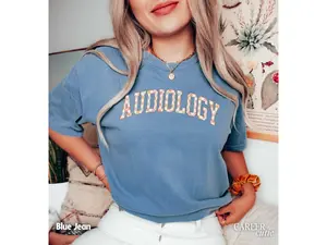 Audiology Shirt, Comfort Colors® Audiologist Shirt, Doctor of Audiology tee, Audiology Doctorate Graduation Gift, Retro Checkered AUD Shirt Cotton Fabric