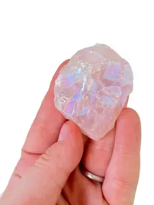 New Moon Beginnings Raw Angel Aura Rose Quartz Crystal - Translucent Pink Crystal