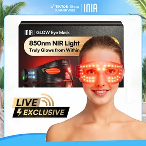 【LIVE EXCLUSIVE】INIA GLOW Red Light Therapy Eye Mask with 96 High-Density LEDs & Cryotherapy Cooling, LED Eye Mask Skincare for Wrinkles, Dark Circles & Puffiness, FDA-Cleared, Portable and Rechargeable, 2-Year Warranty