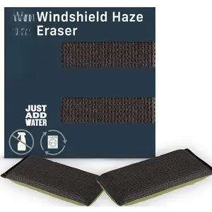 Windshield Haze Eraser, Auto Glass Cleaner,  Windshield Cleaner, Cleaning Sponge for Windshields, Windows, Mirrors and Glass - 2-pack