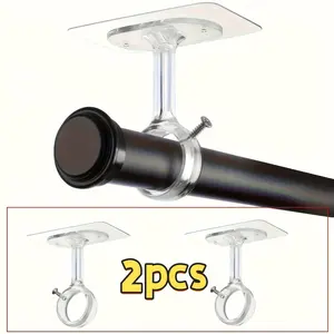 Self-Adhesive Adjustable Curtain Hooks, No Drilling Ceiling Rod Brackets, Multifunctional Version for Closet & Bedroom