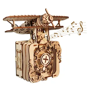 MUSIC PARK 3D Wooden Punk Airplane Music Box, "You Are My Sunshine" Handmade Assembly Model Kit, Puzzle-Shaped 3-D Puzzles for Holiday, Birthday Gifts