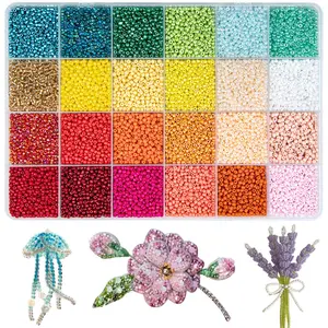 8500pcs 24 Color 3mm Glass Beads Set, DIY Jewelry Making Kit, Handmade Beaded Bracelets, Necklaces, Earrings, Keychains Materials