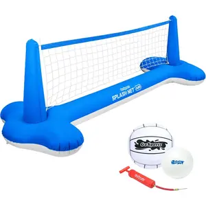 Splash Net Air Inflatable Pool Volleyball Game - Includes Floating Net, Water Volleyballs and Ball Pump