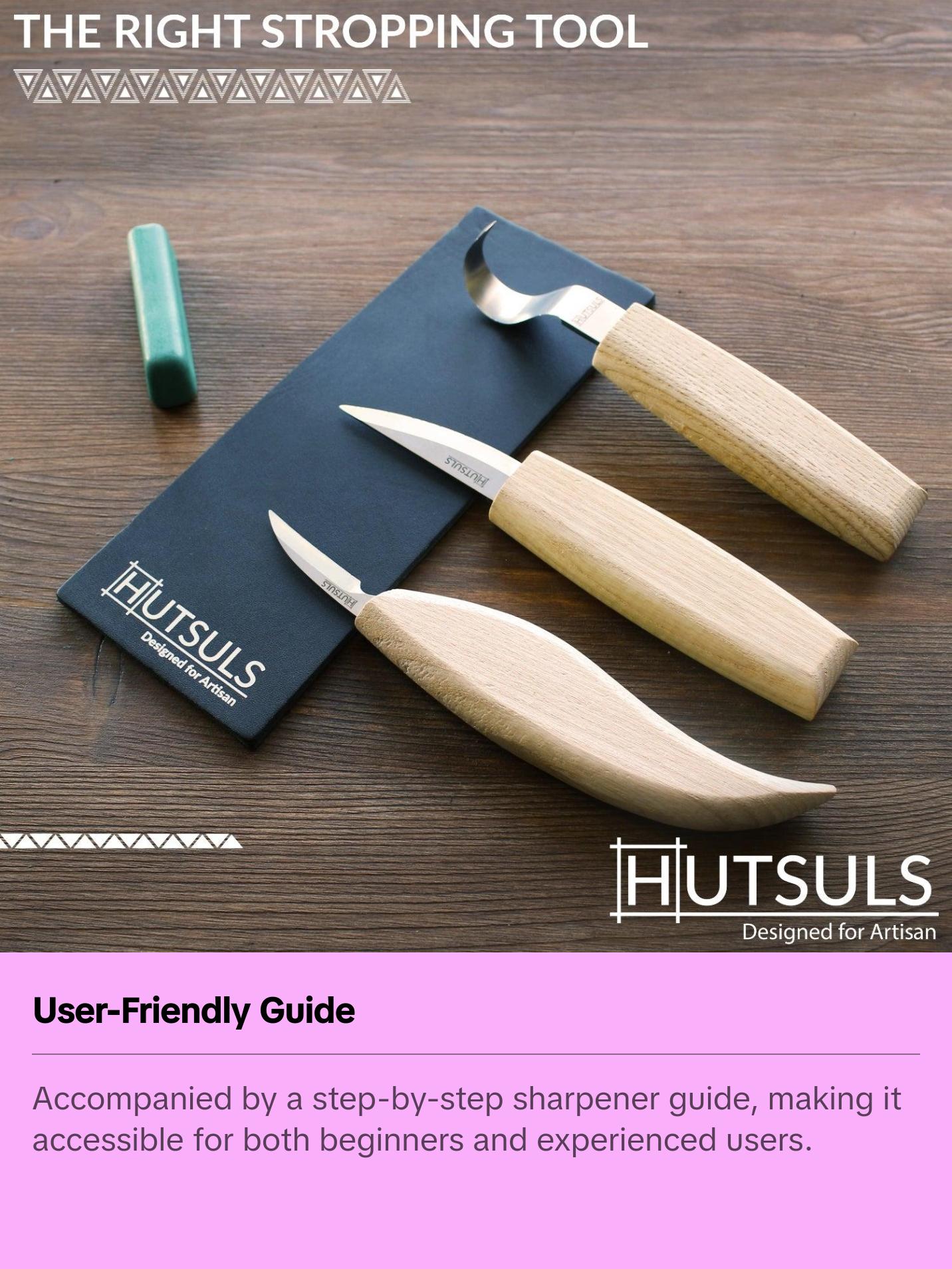 Hutsuls Black Leather Strop with Compound - Stropping Kit, Green Honing Compound & Vegetable Tanned Two Sided Leather Strop Knife Sharpener