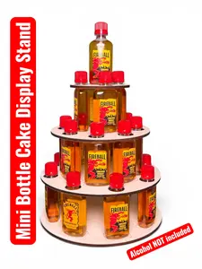 21 Mini Bottle Cake Display Stand Fits Most 50ml Bottles / Tier Fireball Shot Tower 3 or 4 Tier Alcohol Cake, 21st Birthday Gift, Funny Birthday Gift, Shot Liquor Cake /Liquor not included/ Holds 21 50 ml mini bottles