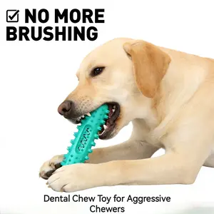 Dog Toothbrush Chew Toy for Aggressive Chewers Durable Teeth Cleaning Dental Stick with 360° Textured Spikes for Plaque Removal & Fresh Breath