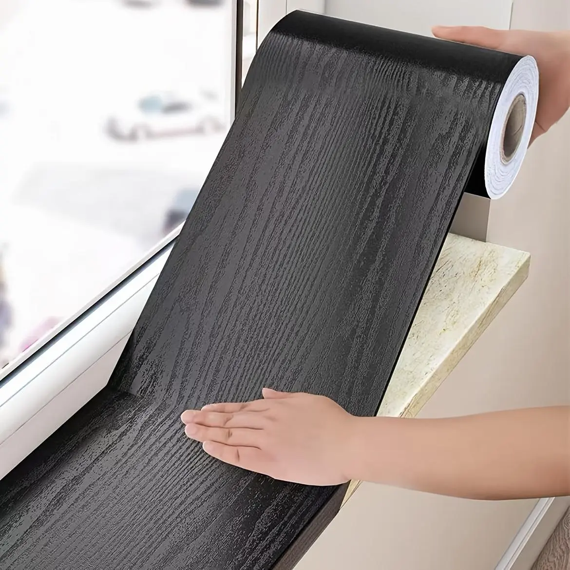 Wood Grain Pattern Window Sill Sticker, Self-adhesive Waterproof Window Sill Sticker, Decorative Sticker for Furniture, Cabinets, and Threshold Renovation, Ornaments, Decoration Sticker, Adhesive Stickers, High Adhesive Stickers