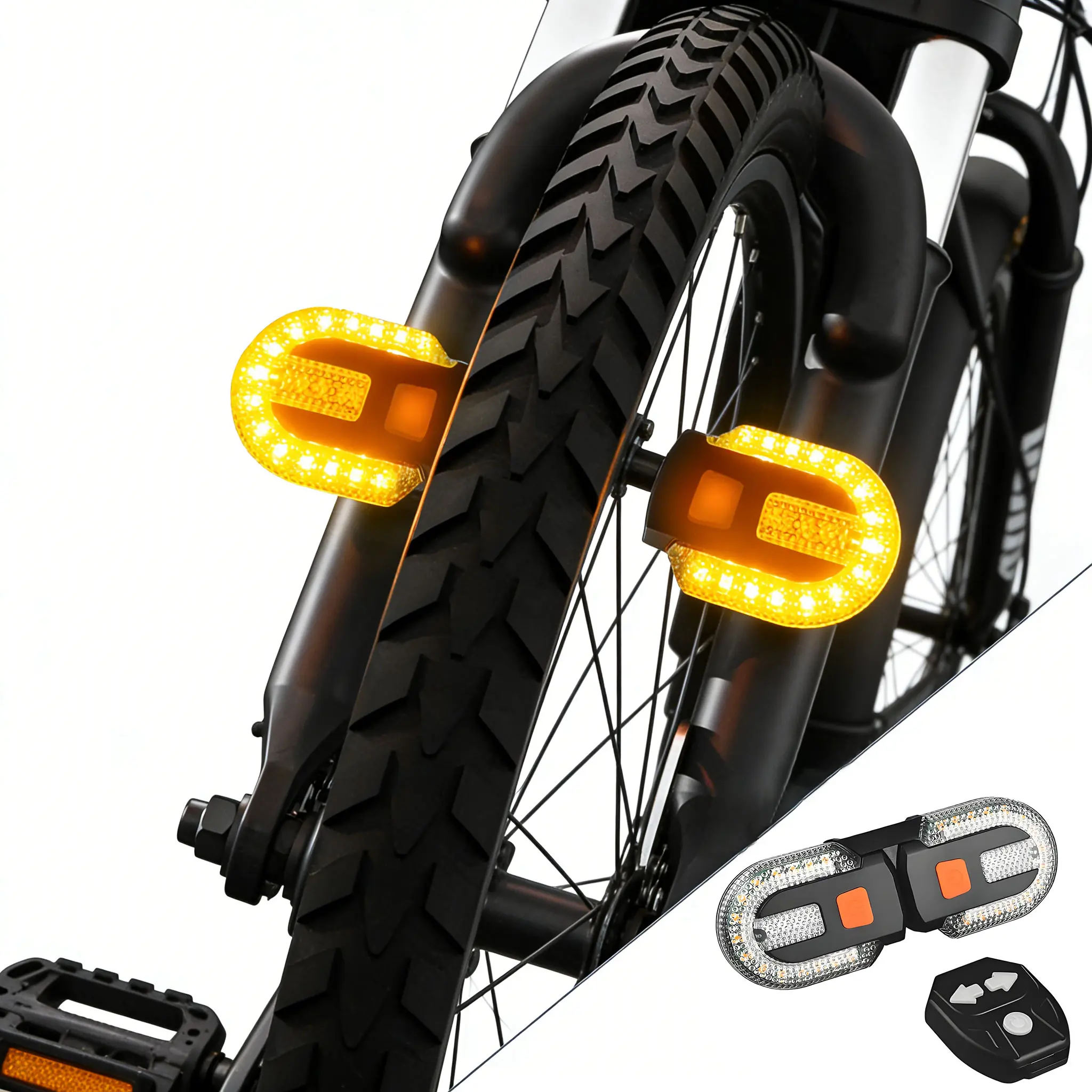 VASTFIRE Wireless Remote Turn Signal Compact Split Bike Tail Lights - 38 LEDs, 600mAh USB-C Charging, 5 Modes, 150g Detachable Design, Night Safety Lights for Bicycles & Ebikes, Portable Lighting Ebike Accessories