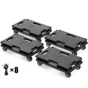 Furniture Mover Dolly 4 Wheels Heavy Duty Small Furniture Moving Dollies Rollers with 4 Wheels 440 Lbs Capacity Rolling Platform Interlocking Design Flat Dolly with Wheels, Black, 4 Pack