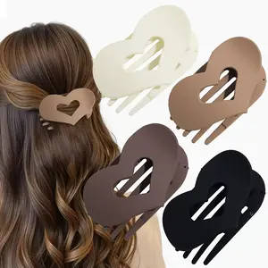 Minimalist Matte - Shark Clip Back Head Accessories - 4pcs Hair Clips - Flat Oval Hollow Heart